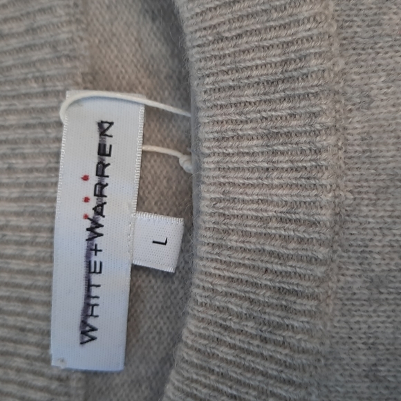 NWT WHITE + WARREN CASHMERE MULTI STAR INTARSIA SWEATSHIRT - MISTY GREY HEAT… - Picture 6 of 8